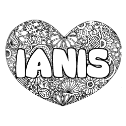 Coloración del nombre IANIS - decorado mandala de corazón