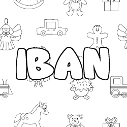 Coloración del nombre IBAN - decorado juguetes