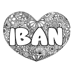 Coloración del nombre IBAN - decorado mandala de corazón