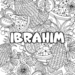 Coloración del nombre IBRAHIM - decorado mandala de frutas