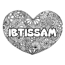 Coloración del nombre IBTISSAM - decorado mandala de corazón