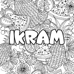 Coloración del nombre IKRAM - decorado mandala de frutas