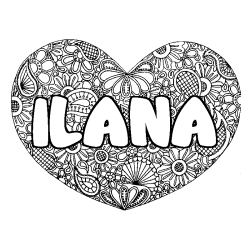 Coloración del nombre ILANA - decorado mandala de corazón