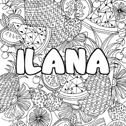 Coloración del nombre ILANA - decorado mandala de frutas