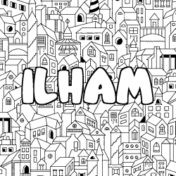 Dibujo para colorear ILHAM - decorado ciudad