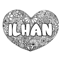 Dibujo para colorear ILHAN - decorado mandala de coraz&oacute;n