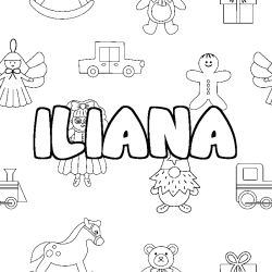 Coloración del nombre ILIANA - decorado juguetes