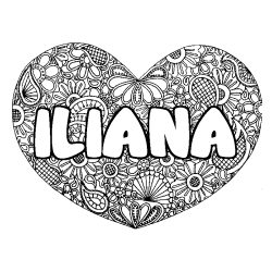Coloración del nombre ILIANA - decorado mandala de corazón