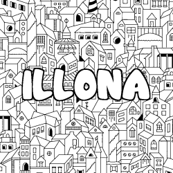 Coloración del nombre ILLONA - decorado ciudad