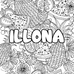 Dibujo para colorear ILLONA - decorado mandala de frutas