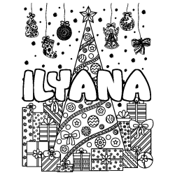 Coloración del nombre ILYANA - decorado árbol de Navidad y regalos