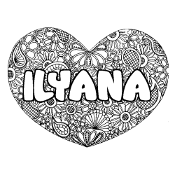 Coloración del nombre ILYANA - decorado mandala de corazón