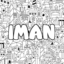 Coloración del nombre IMAN - decorado ciudad