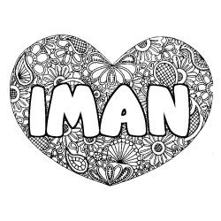 Coloración del nombre IMAN - decorado mandala de corazón