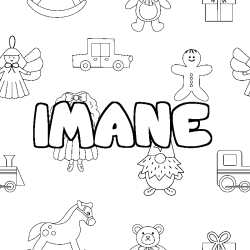 Coloración del nombre IMANE - decorado juguetes