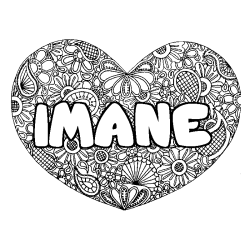 Coloración del nombre IMANE - decorado mandala de corazón