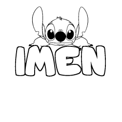 Coloración del nombre IMEN - decorado Stitch