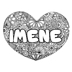 Coloración del nombre IMENE - decorado mandala de corazón