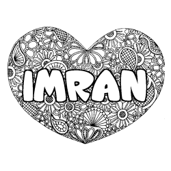 Coloración del nombre IMRAN - decorado mandala de corazón