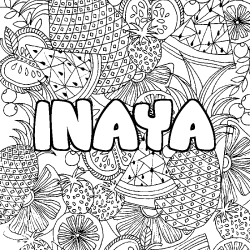 Coloración del nombre INAYA - decorado mandala de frutas