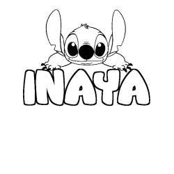 Coloración del nombre INAYA - decorado Stitch
