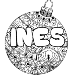 Coloración del nombre INES - decorado bola de Navidad