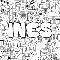Dibujo para colorear INES - decorado ciudad