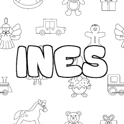 Coloración del nombre INES - decorado juguetes