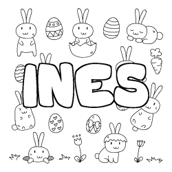 Dibujo para colorear INES - decorado Pascua