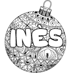 Coloración del nombre INÈS - decorado bola de Navidad