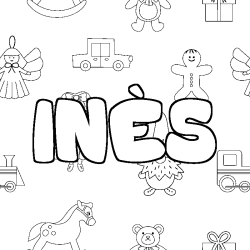 Coloración del nombre INÈS - decorado juguetes
