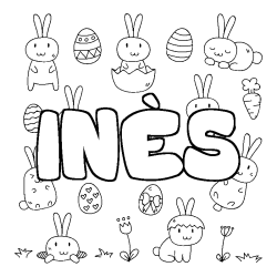 Coloración del nombre INÈS - decorado Pascua