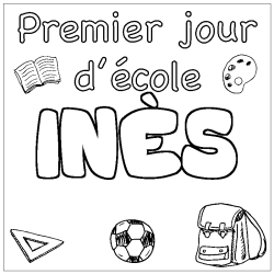 Coloración del nombre INÈS - decorado primer día de escuela