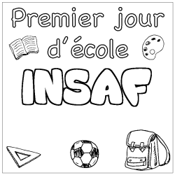 Dibujo para colorear INSAF - decorado primer d&iacute;a de escuela