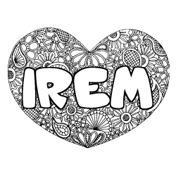 Coloración del nombre IREM - decorado mandala de corazón