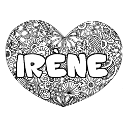 Coloración del nombre IRÈNE - decorado mandala de corazón