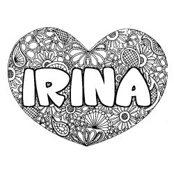 Coloración del nombre IRINA - decorado mandala de corazón