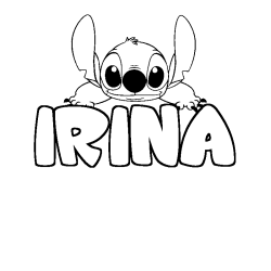 Coloración del nombre IRINA - decorado Stitch