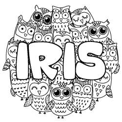 Coloración del nombre IRIS - decorado búhos