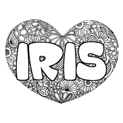 Coloración del nombre IRIS - decorado mandala de corazón