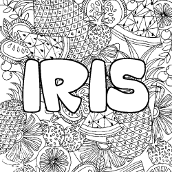 Coloración del nombre IRIS - decorado mandala de frutas
