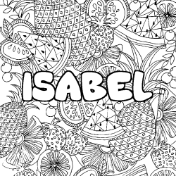 Coloración del nombre ISABEL - decorado mandala de frutas