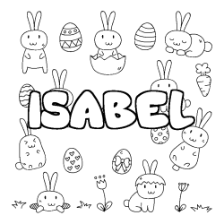 Coloración del nombre ISABEL - decorado Pascua