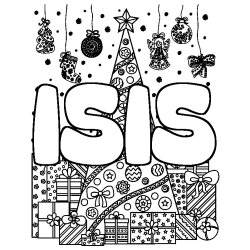 Dibujo para colorear ISIS - decorado &aacute;rbol de Navidad y regalos