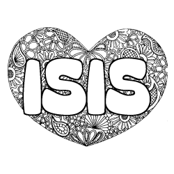 Coloración del nombre ISIS - decorado mandala de corazón