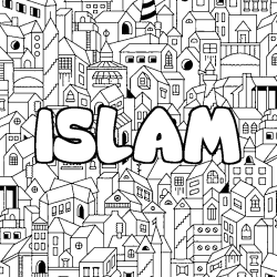 Coloración del nombre ISLAM - decorado ciudad