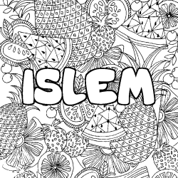 Coloración del nombre ISLEM - decorado mandala de frutas