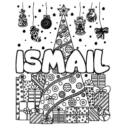 Coloración del nombre ISMAIL - decorado árbol de Navidad y regalos