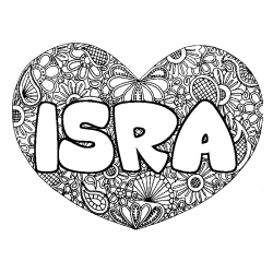 Coloración del nombre ISRA - decorado mandala de corazón