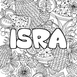 Coloración del nombre ISRA - decorado mandala de frutas